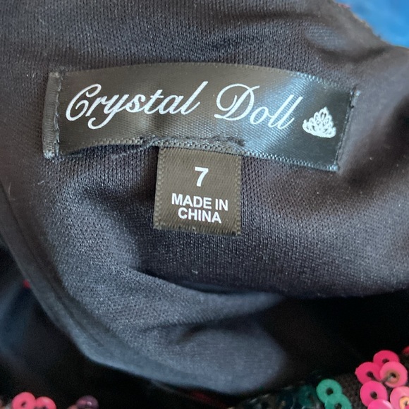 Formal Dress prom short multi color sequin Black base ,size 7,Crystal Doll - Picture 7 of 7